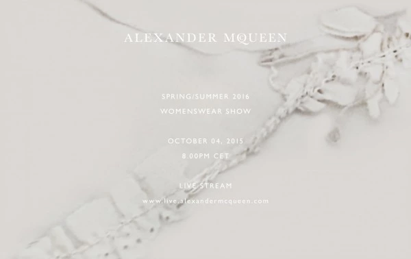 Canlı: Alexander McQueen 2016 İlkbahar/Yaz Alexander McQueen 2016 İlkbahar/Yaz