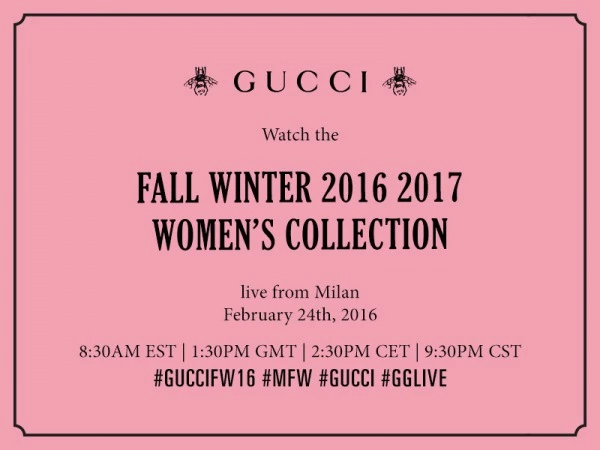 Canlı: Gucci Sonbahar/Kış 2016-17 Gucci canlı yayın