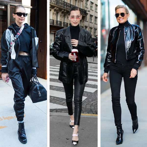 Hadid Kadınları Siyahın Çekim Alanında Gigi, Bella, Yolanda Hadid