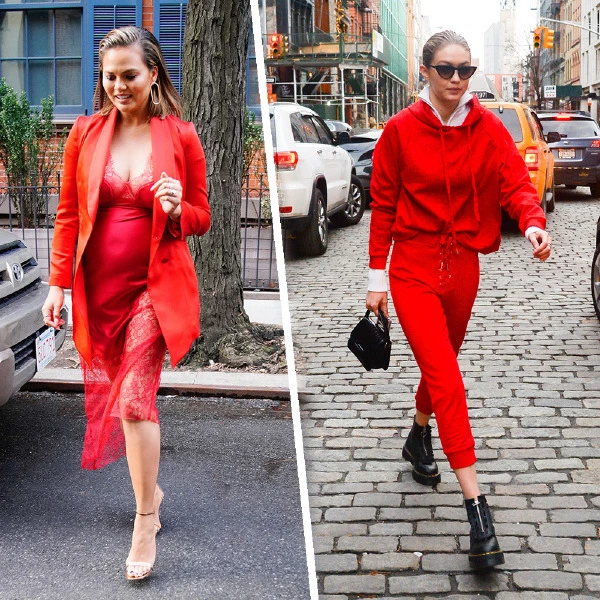 Chrissy'nin Seksi Kırmızısı vs. Gigi'nin Konforlu Kırmızısı Chrissy Teigen, Gigi Hadid