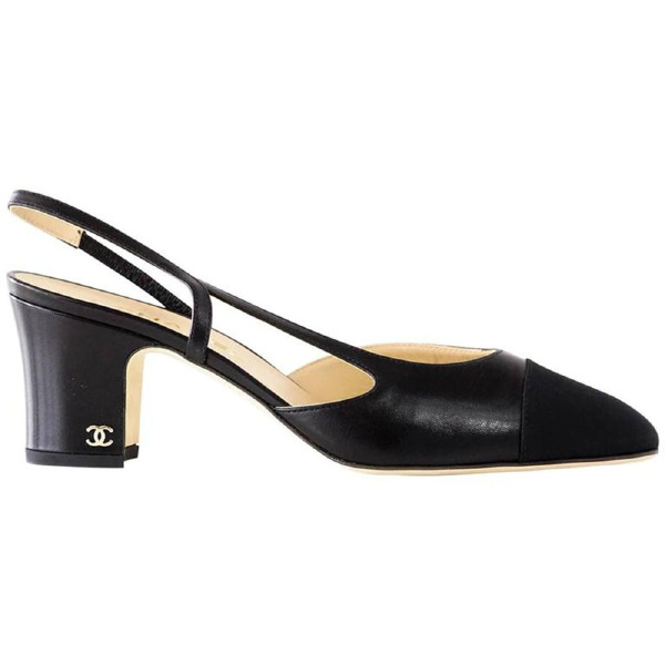 Chanel Black Mademoiselle Sling Strap Heel Sandal Pumps