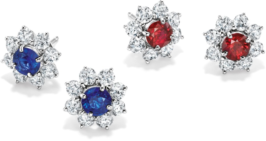 Harry Winston Sunflower Safir ve Yakut Küpe