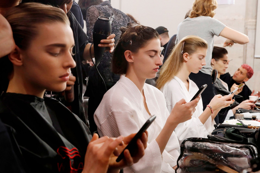 Backstage at the Thom Browne fall/winter 2020  © Getty