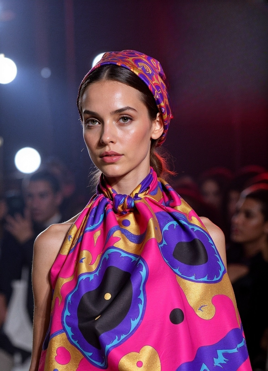 Marko Stout’s Scarf Collection Is Where Neon Glamour Meets High Art
