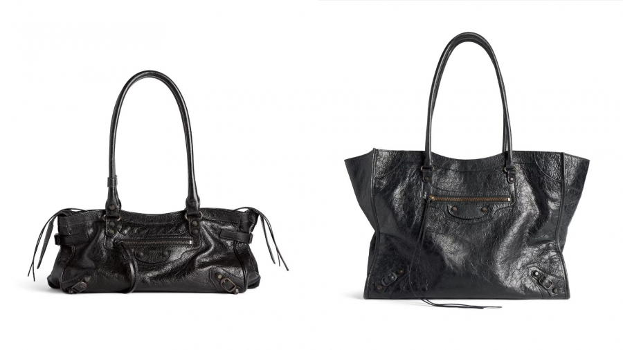 Solda Balenciaga Le City Bag East-West, Sağda Le City Tote