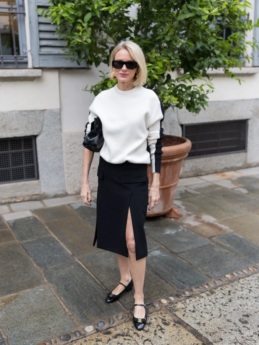 Naomi Watts, Ferragamo defilesinde.