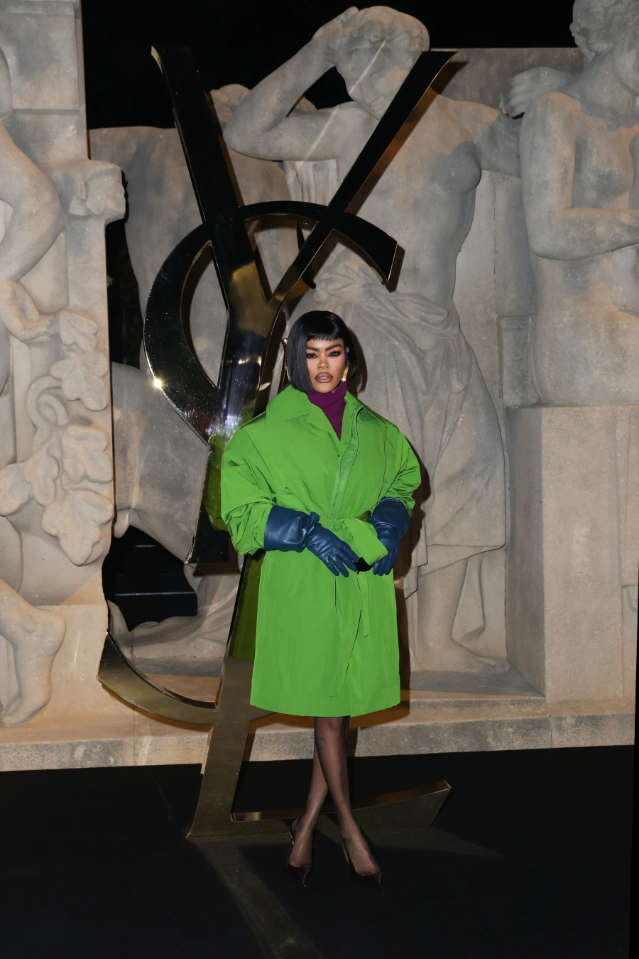Teyana Taylor, Saint Laurent defilesinde. / Getty Images