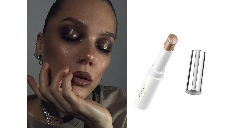 Fotoğraf: @lindahallberg, Ürün: Kiko Milano Snow-Kissed Holiday Icy Charm Eyeshadow Stick 03 Golden Lights