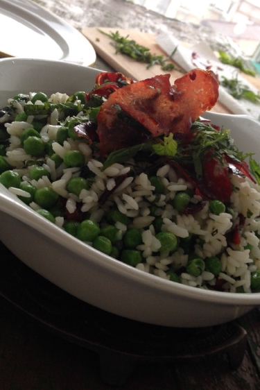 Pastırmalı, Naneli, Bezelyeli Pirinç Pilavı