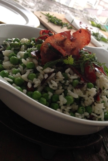 Pastırmalı, Naneli, Bezelyeli Pirinç Pilavı